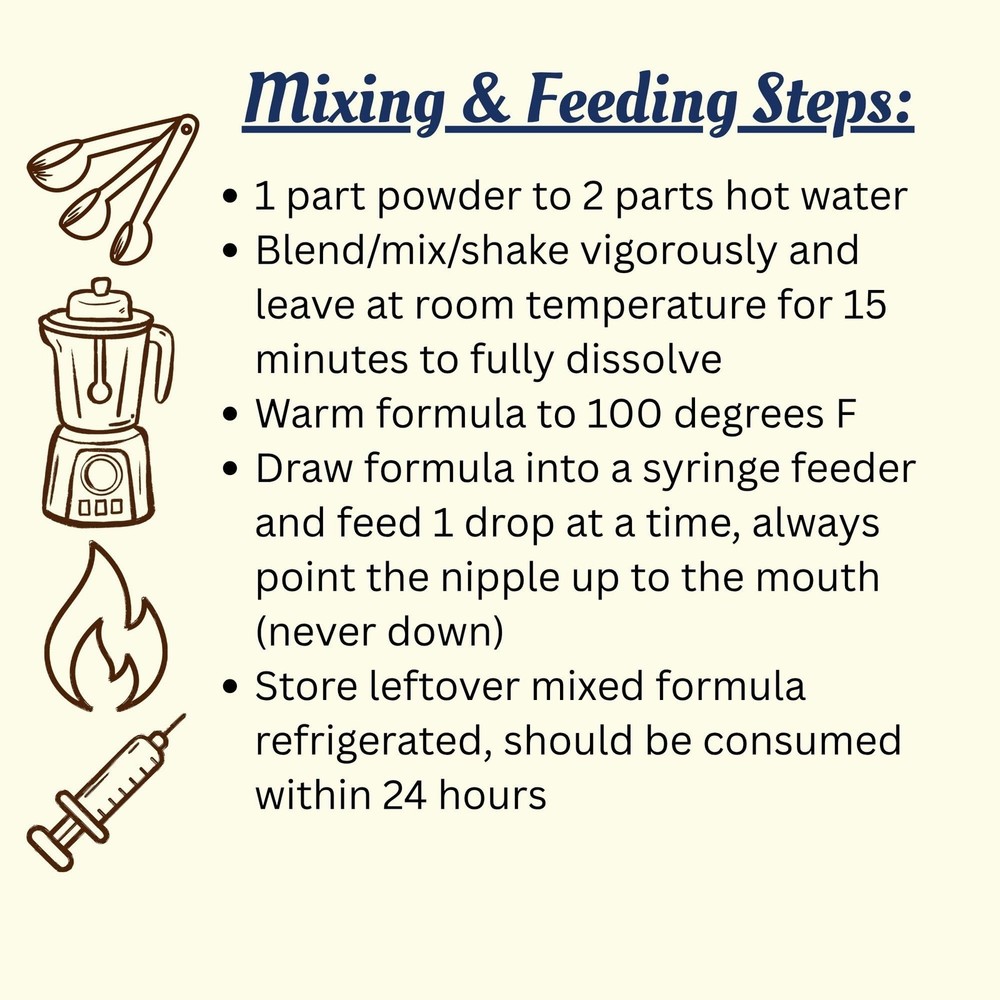 Baby Squirrel Nursing Set (Basic) - Milk Replacer, Feeding Syringes