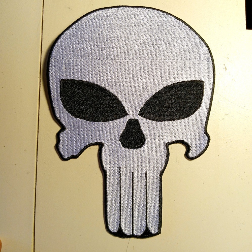 Large 5x7 Punisher Sull Embroidered Patch, sew on