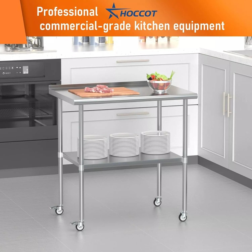 Stainless Steel 30" x 36" NSF Restaurant Kitchen Prep Work Table with Backsplash