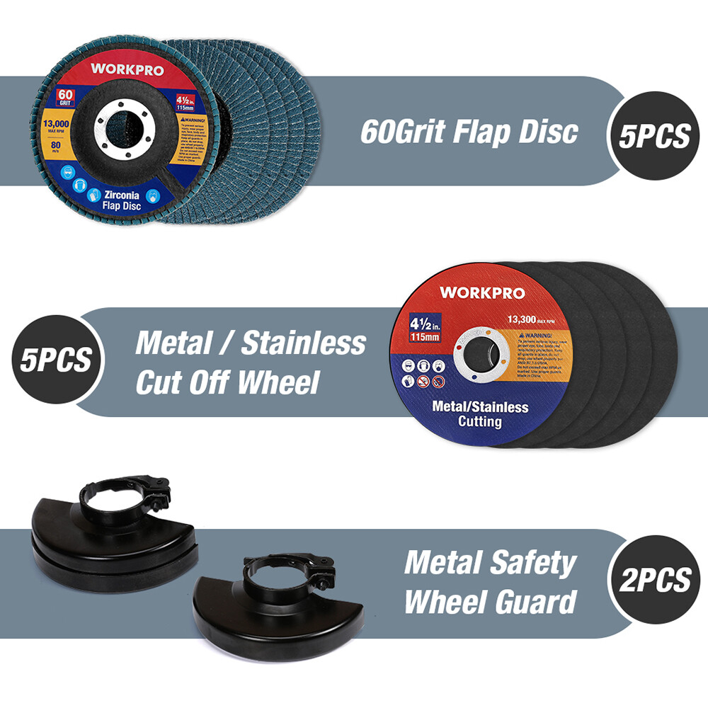 WORKPRO 20V Cordless Angle Grinder Kit 4-1/2 Inch Lightweight Angle Grinder Tool