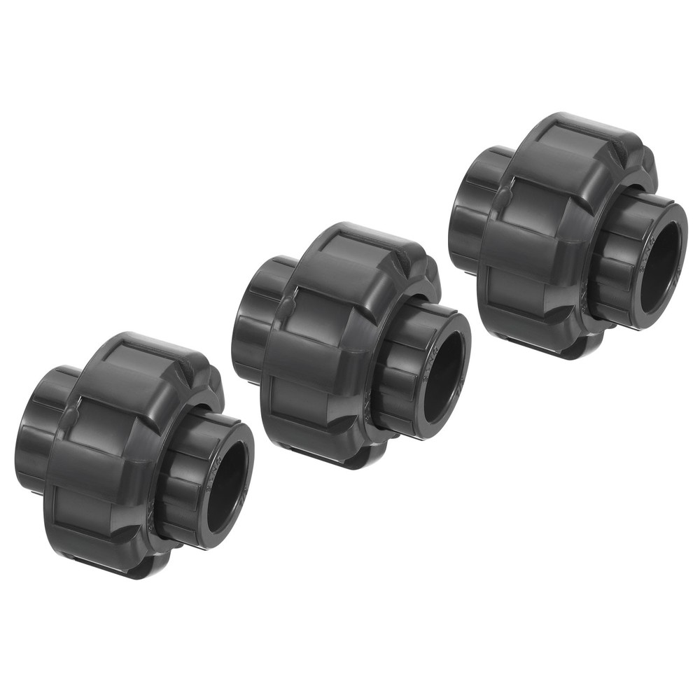3pcs 1/2" Socket UPVC Pipe Fitting Straight Joint Union Connector, Grey