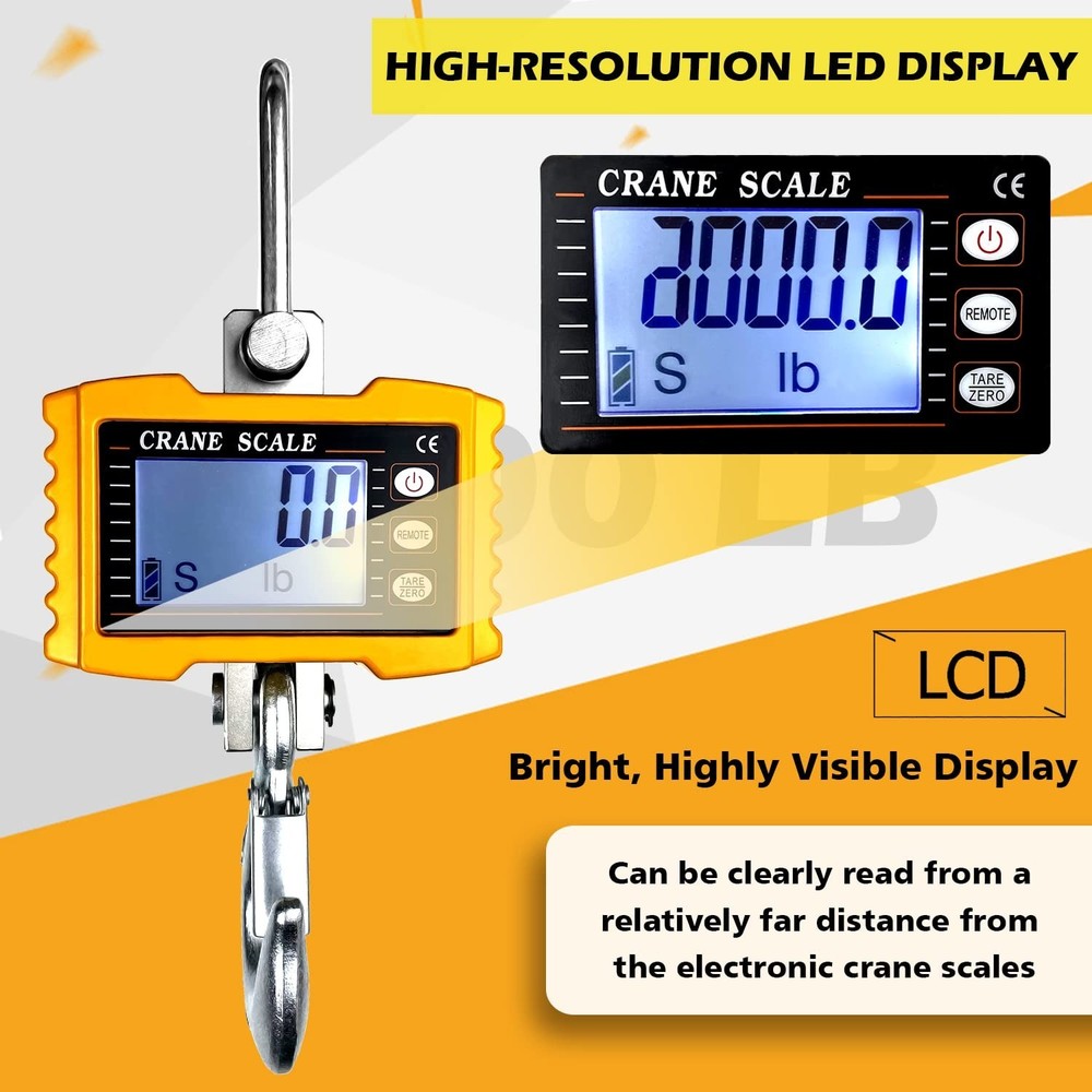 2200lb High Precision Digital Crane Scale with Remote Control for Precision W...