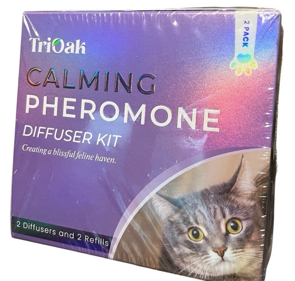 2-PACK Tri-Oak Cat Calming Pheromone Diffuser Kit 2 Diffusers & 2 Refills NEW