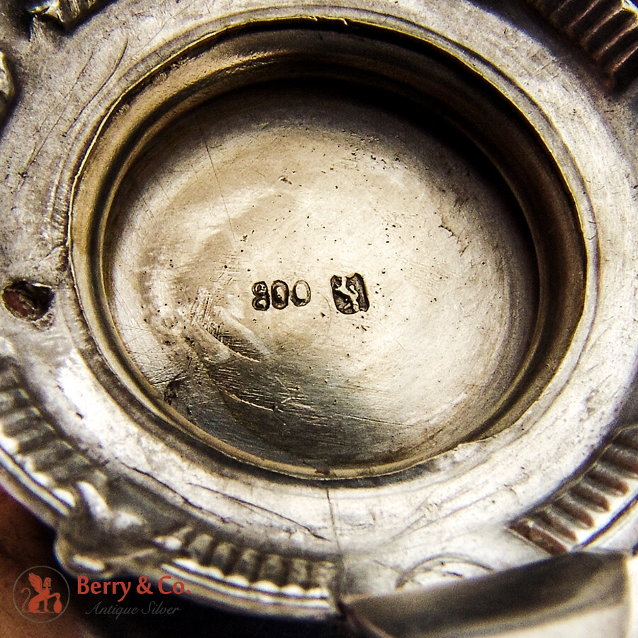 Engine Turned Double Salt Dish Handled 800 Standard Silver 1890