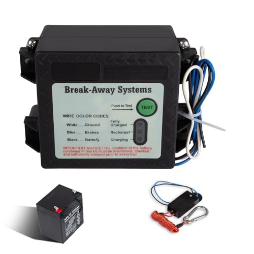 Trailer Brakes Breakaway Kit Side Mount Controller System with Switch, LED