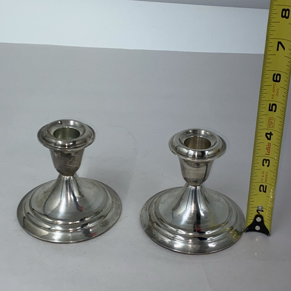Pair Gorham Heritage EP Silverplate Candlesticks Height 3.5 Inch
