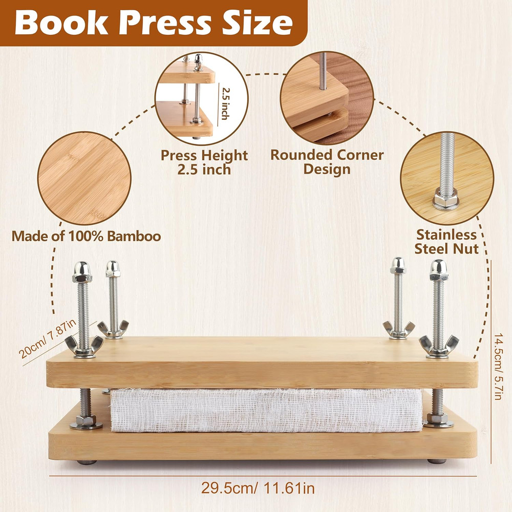 Professional Book Binding Kit with Press, Bone Folder, and Waxed Thread