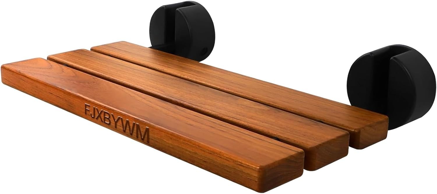 20-inch Teak Shower Bench Wall Mounted Fold-Down Shower Seat