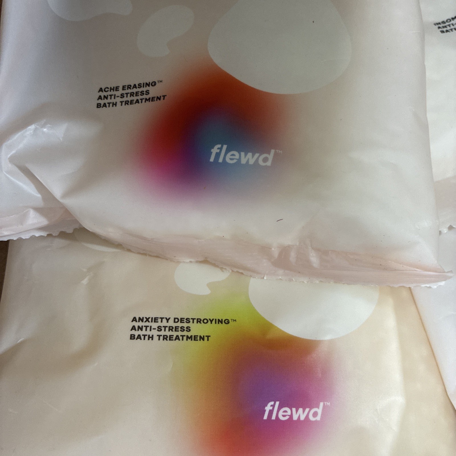 4 NEW FLEWD Bath Treatments. See Pics For Flavor. 10 OZ Each