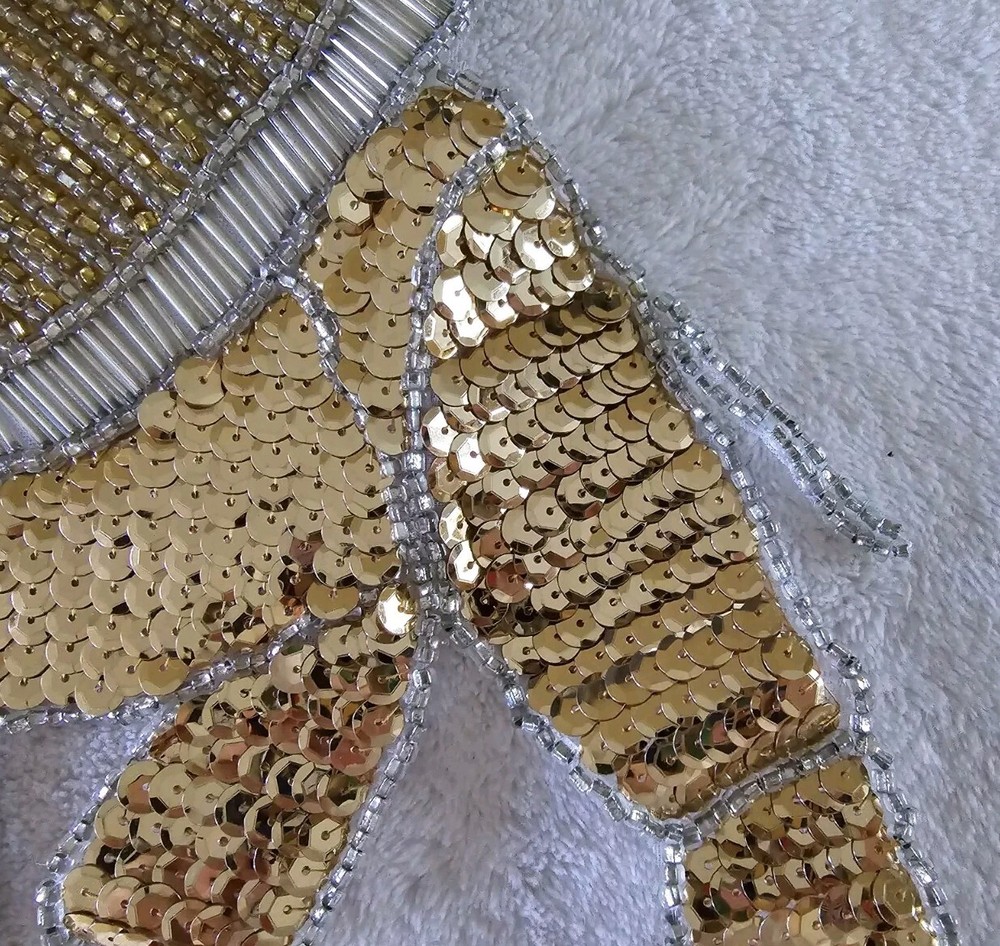 Beaded Applique Elephant Patch Beaded Embroidery Patch Sew On Gold
