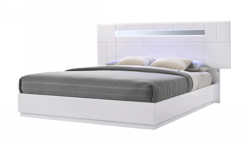 Palermo 5PC Bedroom Set White Lacquer & Chrome
