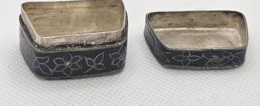 Vintage Small Silver Box Enamel 925