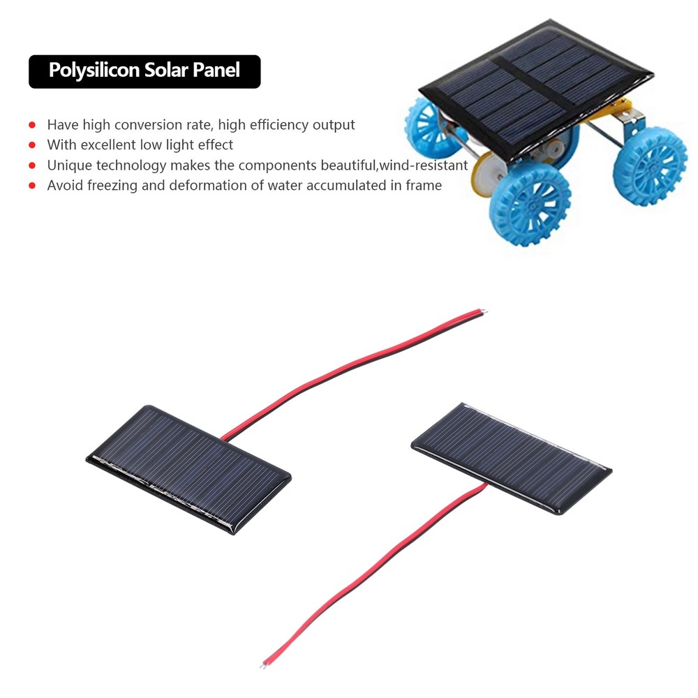 2Pcs Solar Panel Module Polysilicon Micro Mini Glue Power Solar Cells New