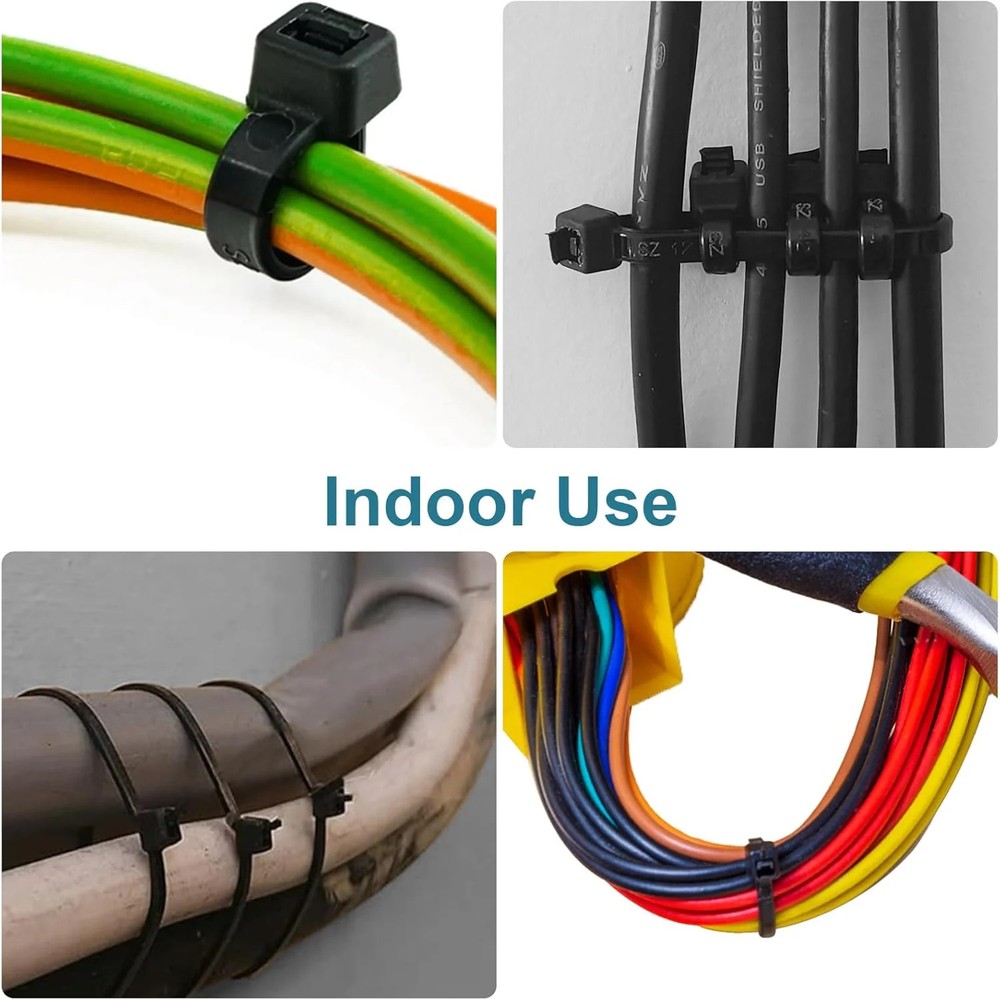 Black Cable Ties 200 Pack UV Resistant Assorted 4-12 Inch Set