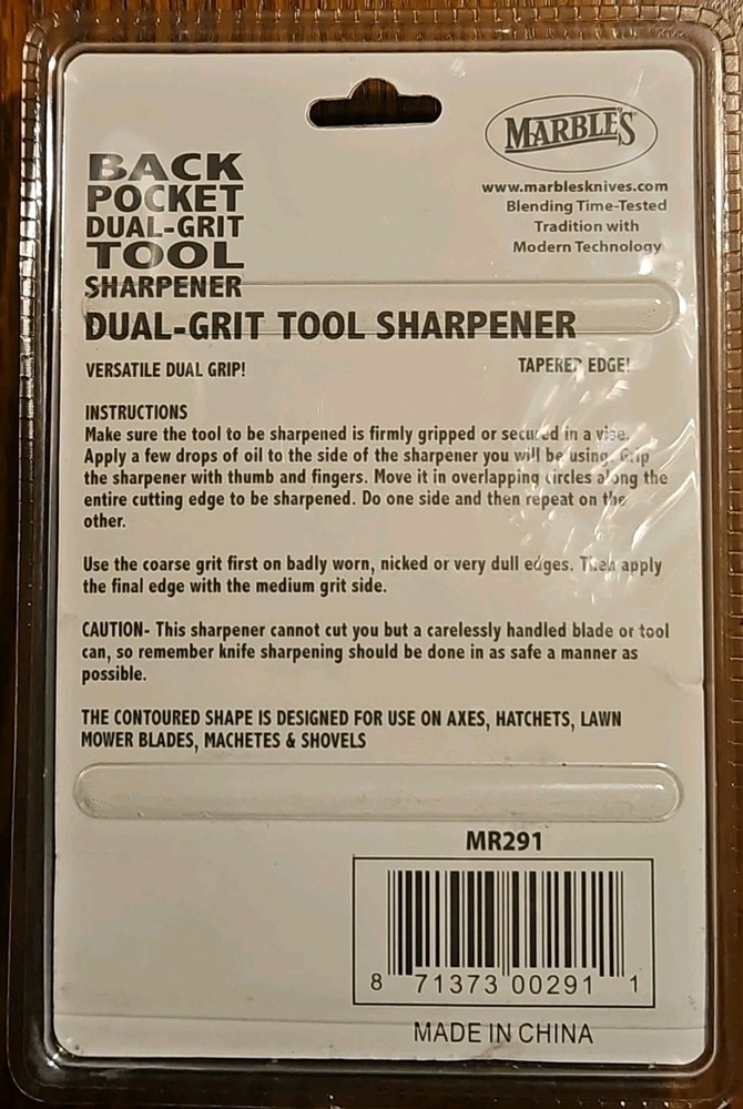 Marbles Back Pocket Sharpener Sharpening Stone Tool Coarse Medium Grit Sides