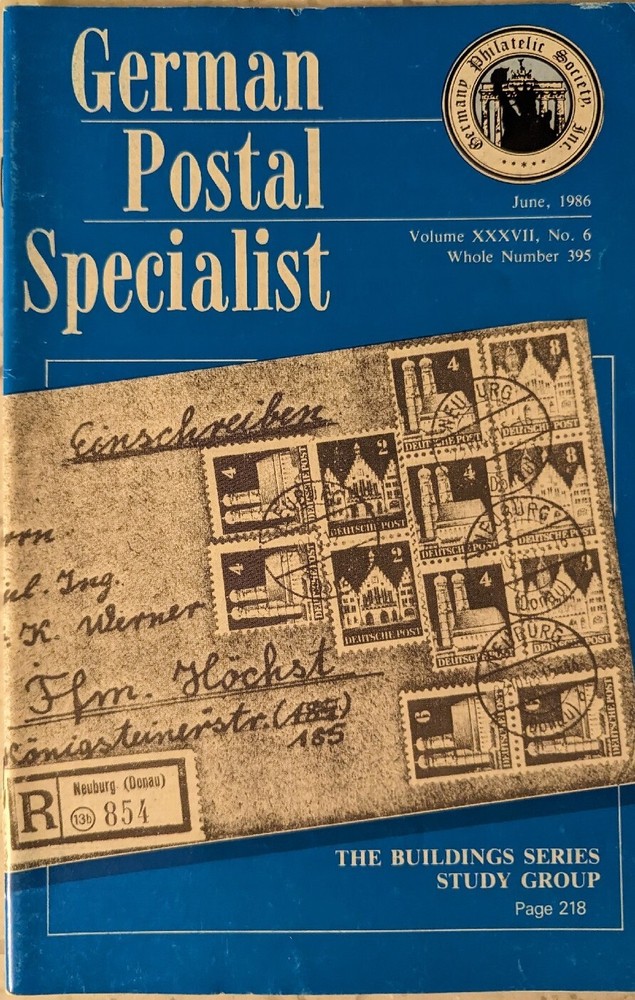 German Postal Specialist Jun 1986 1948 Building Series WW I Censored Letters