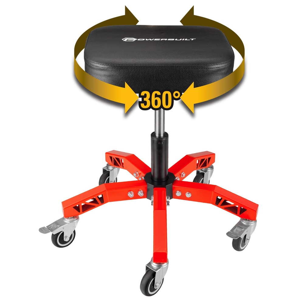 Powerbuilt Professional Adjustable 5 Leg Rolling Work Seat - 620684ECE