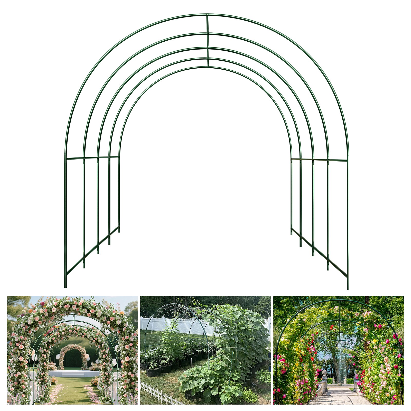 Large Size Steel Garden Arch Rose Arbor Climbing Plant Grape Support Frame Yard