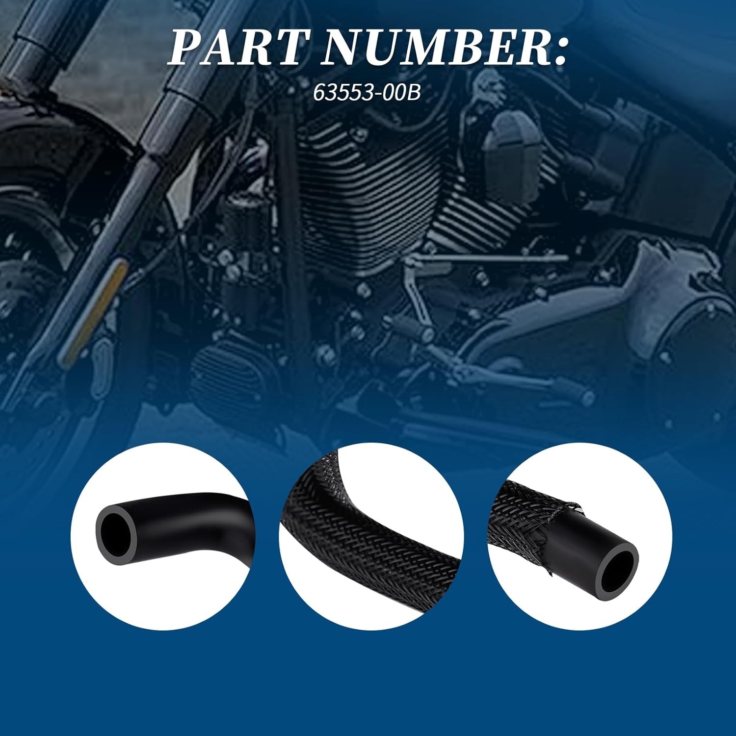 63553-00B Oil Tank Drain Line Hose For Harley Softail Heritage Fat-boy FLST FXST