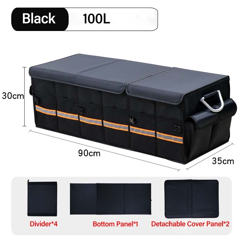 Car Trunk Storage Box Organizer Foldable Adjustable Lid 100L