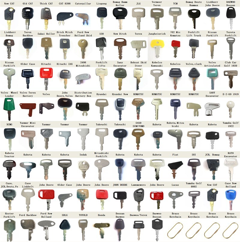 100 Heavy Construction Equipment Ignition Keys Set