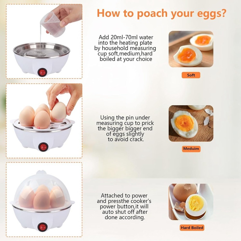 Electric Egg Cooker Boiler Maker Soft Medium or Hard Boil Layer Egg Maker3503