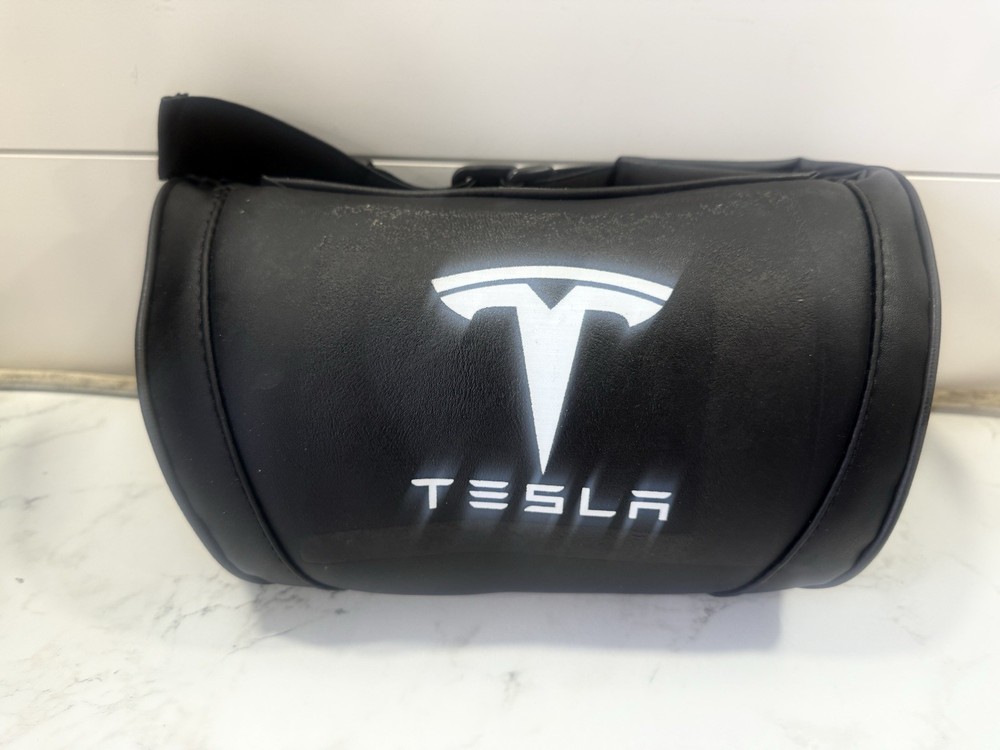 Tesla Headrest Pillow – StarFire Leather Neck Support, Black #175