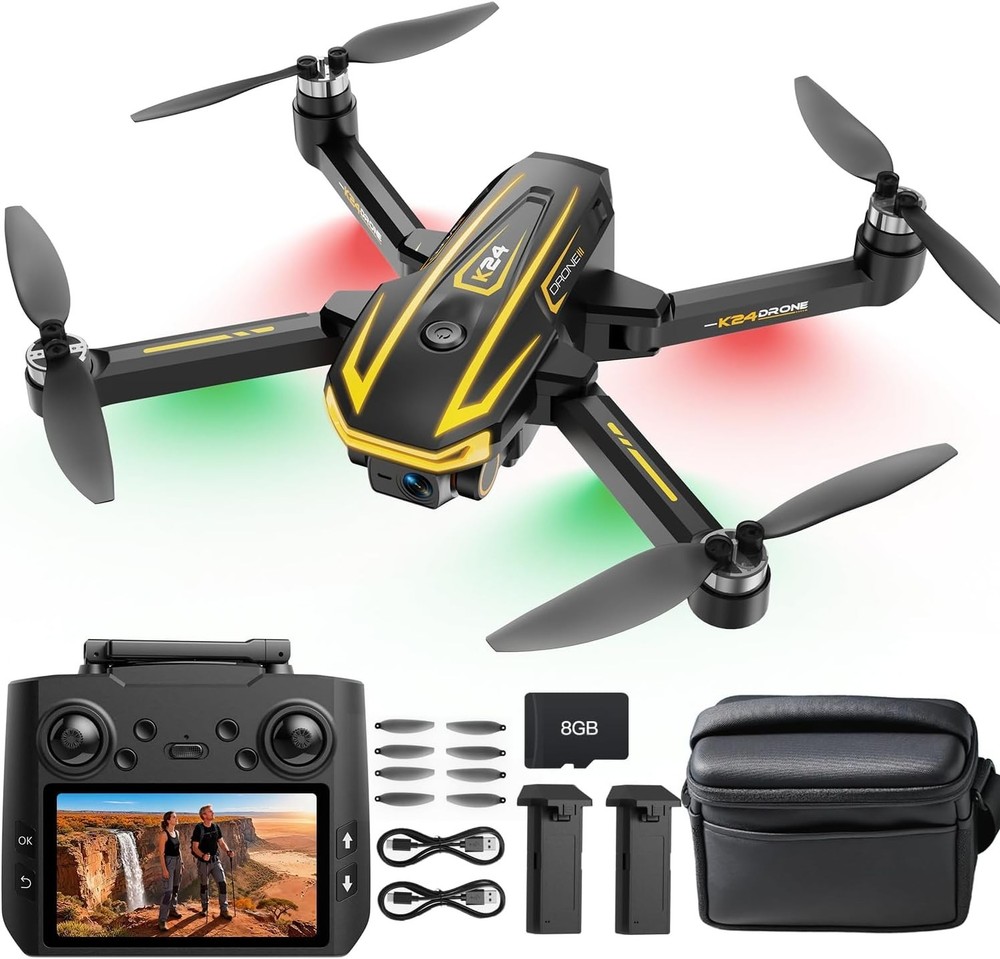 FPV Drone with Camera 4K for Adults,Big Screen on Remote Controller,2 pcs Bat...