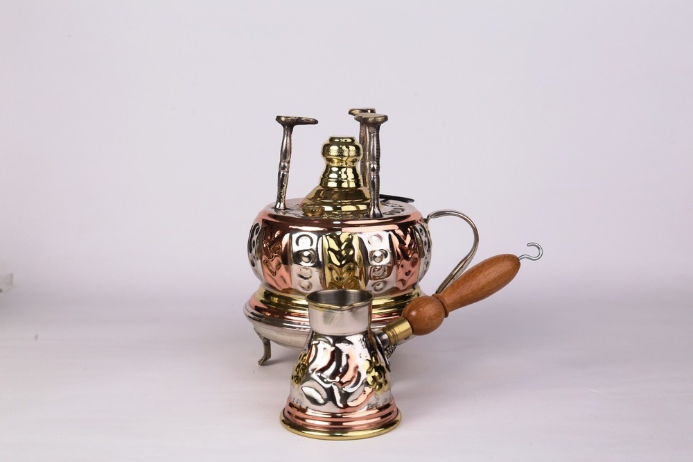 Handmade Brass Turkish Coffee Maker alcohol burner fun and entertaining set
