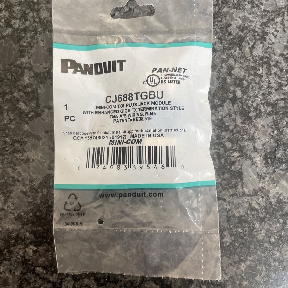 Panduit CJ688TGBU Mini-Com TX6 Plus Jack Module, Blue