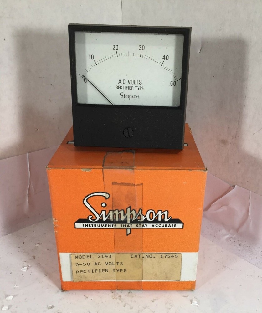 1 NEW SIMPSON 2143 PANEL METER 50 AC VOLTS NIB ***MAKE OFFER***