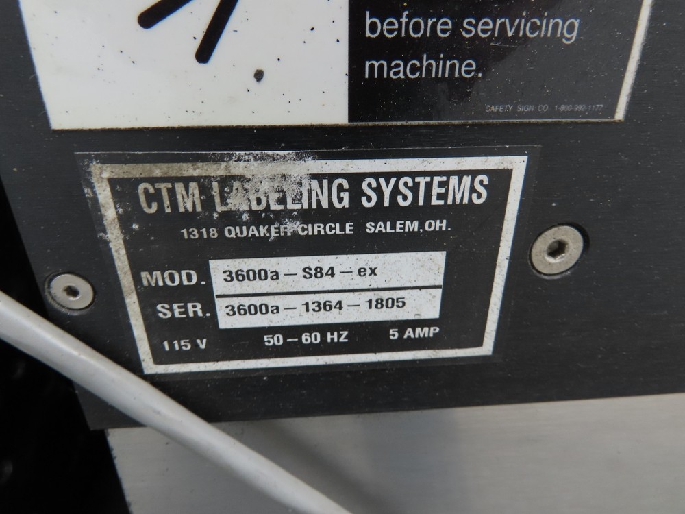 CTM 3600A-S84-EX High Speed Label Applicator SATO Thermal Printer 5" Width