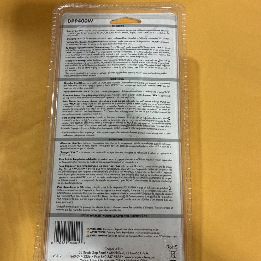 Cooper DPP400W Waterproof Digital Thermometer