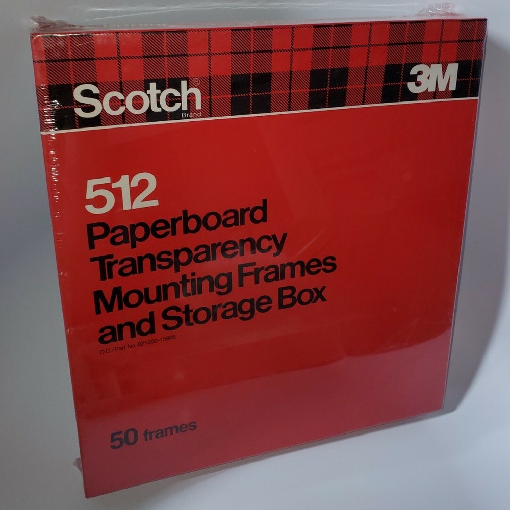 Scotch 3M 512 Paperboard Transparency Mounting Frames & Storage Box - 50 Frames!