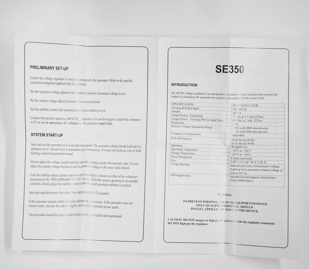 SE350 AVR Automatic Voltage Regulator Compatible For Marathon Generator