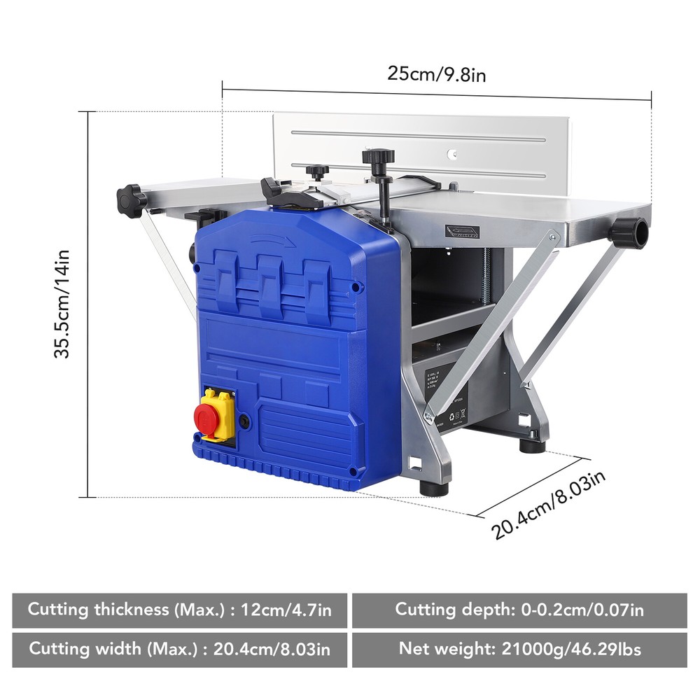 Powerful Benchtop Planer Worktable Thickness Planer w/ Extended Infeeding Table