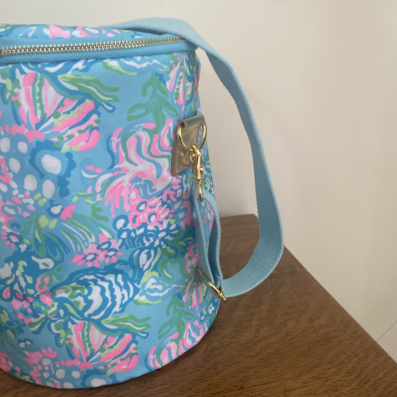 Lilly Pulitzer Insulated Cooler Bag Tote Deep Round Zip Close Tropical Beach