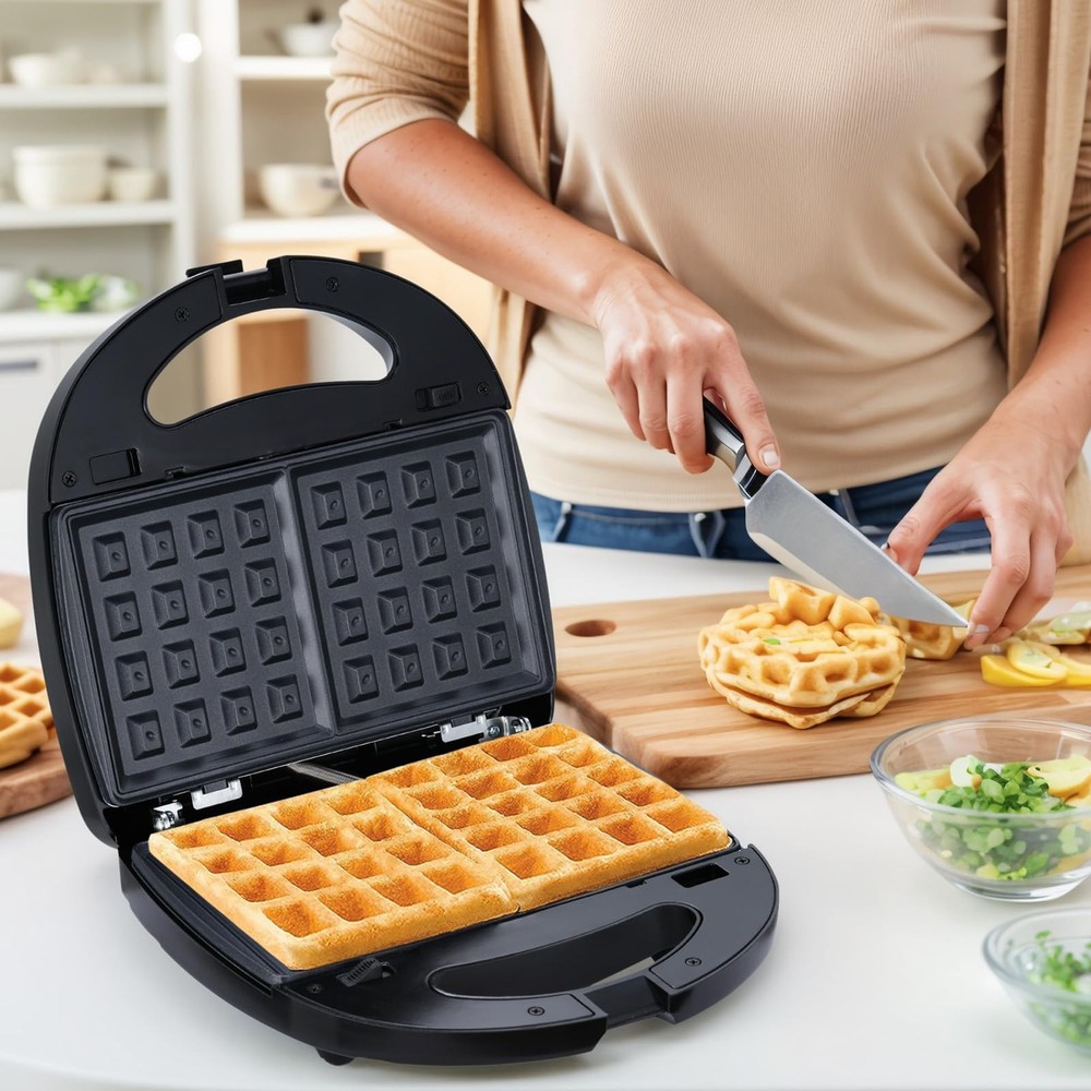 3-in-1 Waffle Maker with Removable Plates, Breakfast Sandwich Press Precise 2...