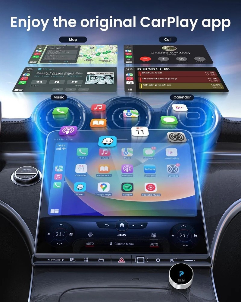 2-in-1 Mini Wireless CarPlay & Android Auto Adapter Plug & Play Bluetooth 5.4