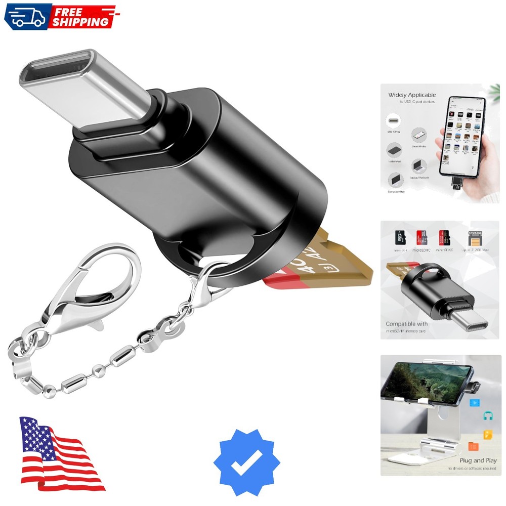 USB C Micro SD Card Reader for Android Phone, Camera, Laptop with Keychain, M...