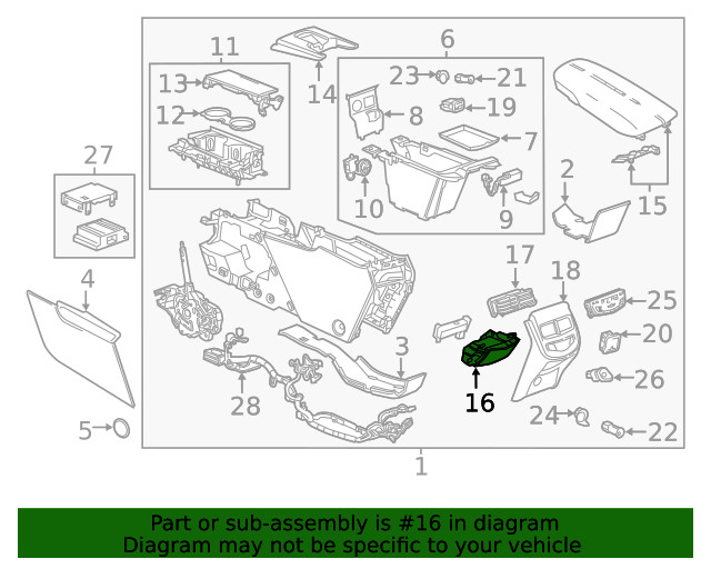 Genuine GM Console Compartment 20998428