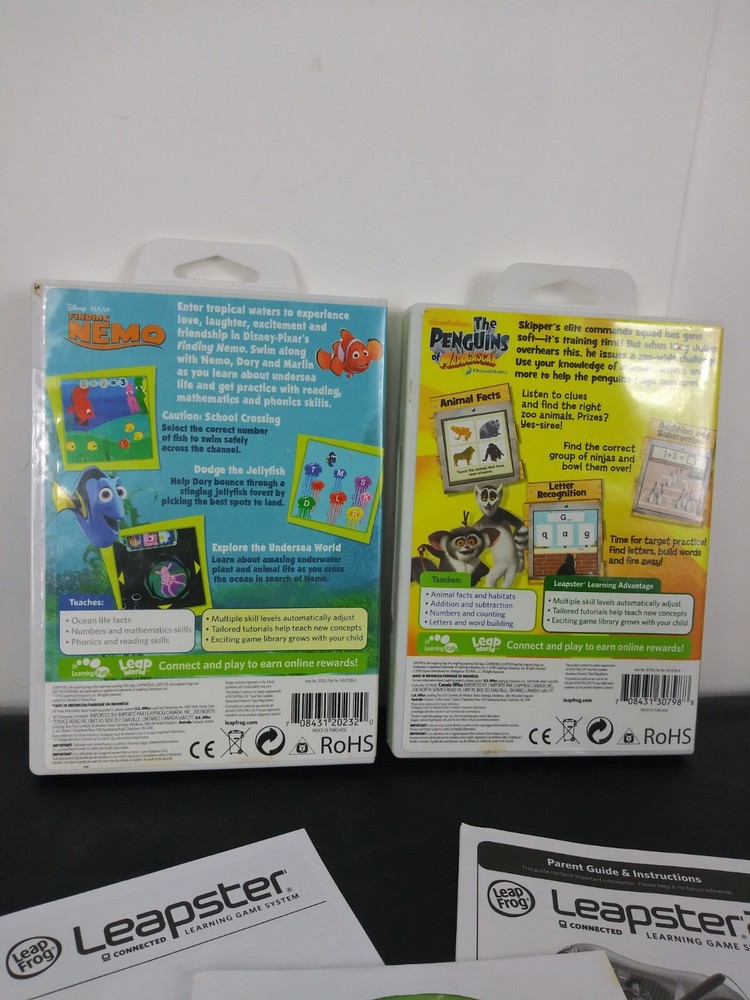Leapster Learning Game 3 Game Bundle + CONNECT DISC ~ Nemo, Penguins, Princess