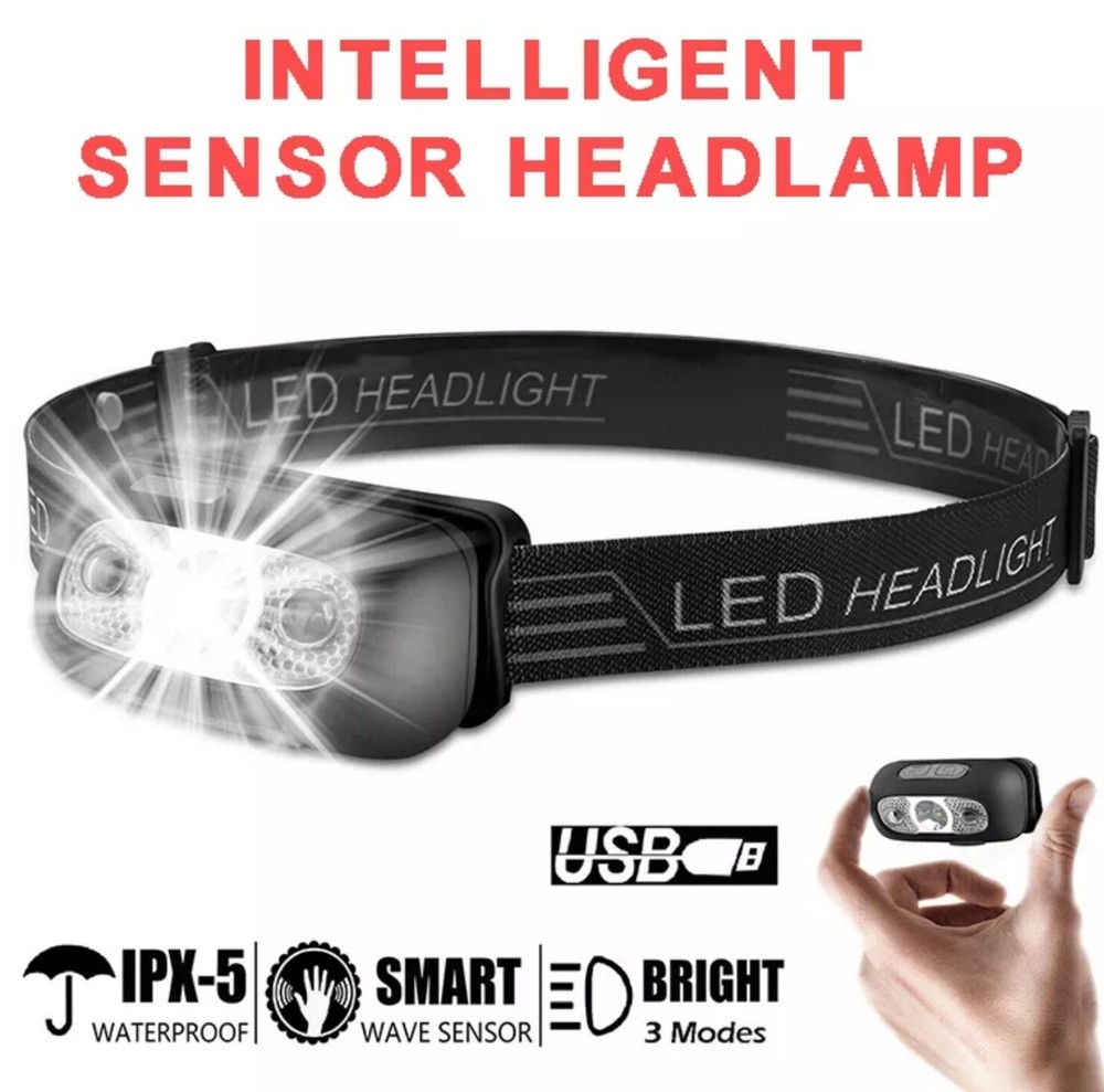 Lampara de Cabeza LED Impermeable USB Recargable Linterna para Correr - Multiuso