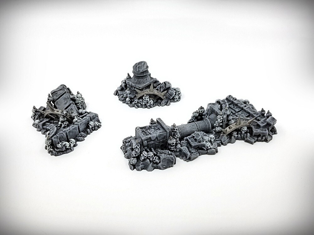 Ruined Columns Grimdark Rubble Pile Bundle(Large)-Tabletop Wargaming RPG terrain