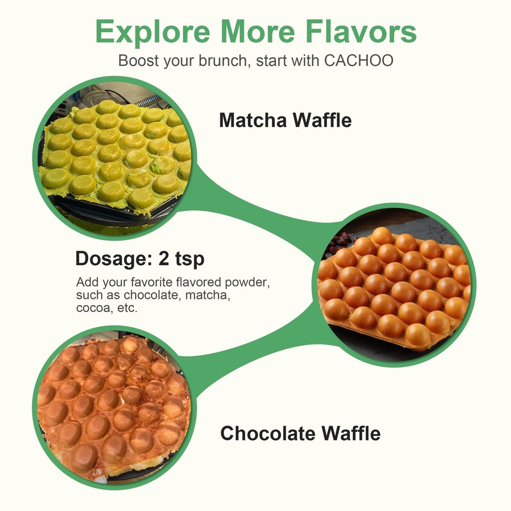 Bubble Waffle Maker, 1000W 7" Non-Stick Griddle, Hong Kong Egg Waffle Maker, ...