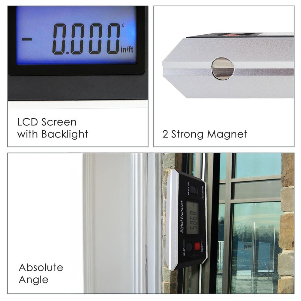 Digital Angle Finder Magnetic Protractor Inclinometer Angle Level Meter Tool ...