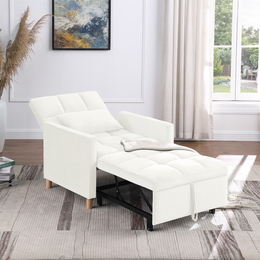 Convertible Sofa Bed Chair 3-in-1 Multi-Functional Folding Sofa Beige