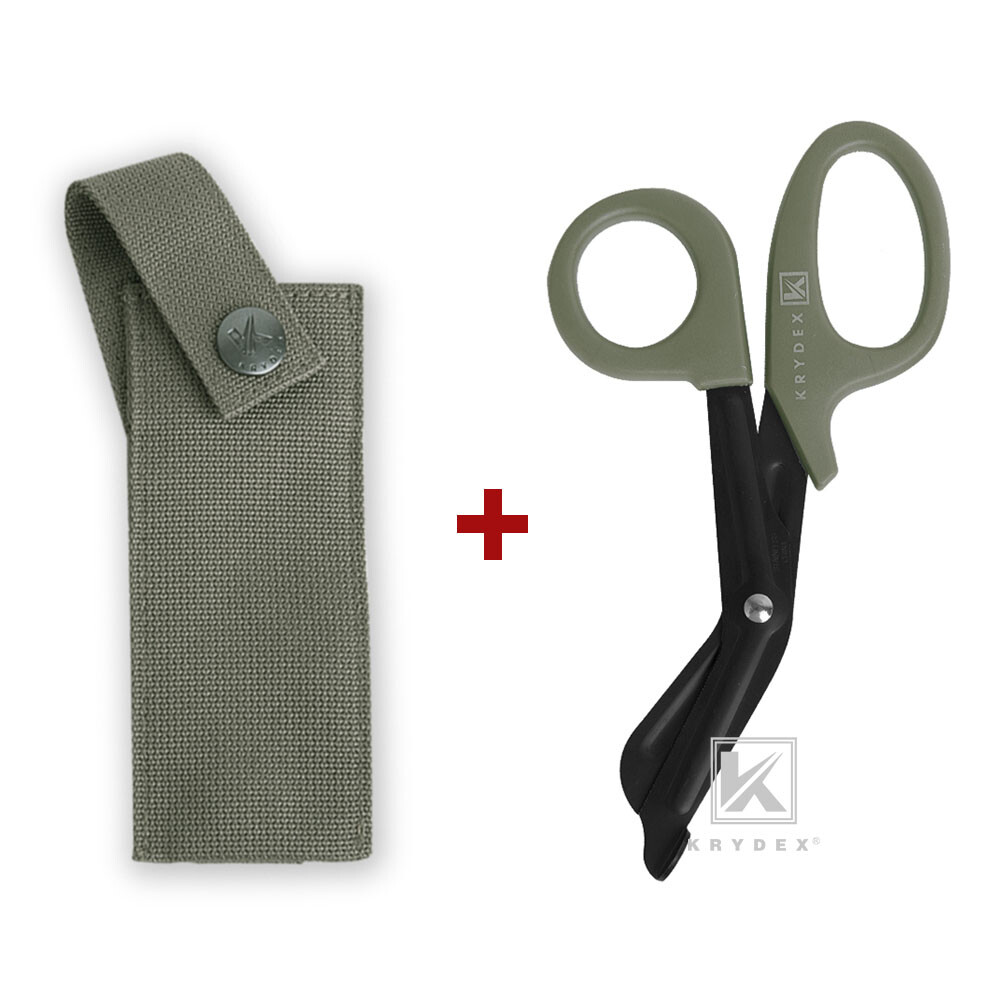 KRYDEX Medic Hand Pouch & Shears Tactical Shear Pouch Scissors Sheath MOLLE Back