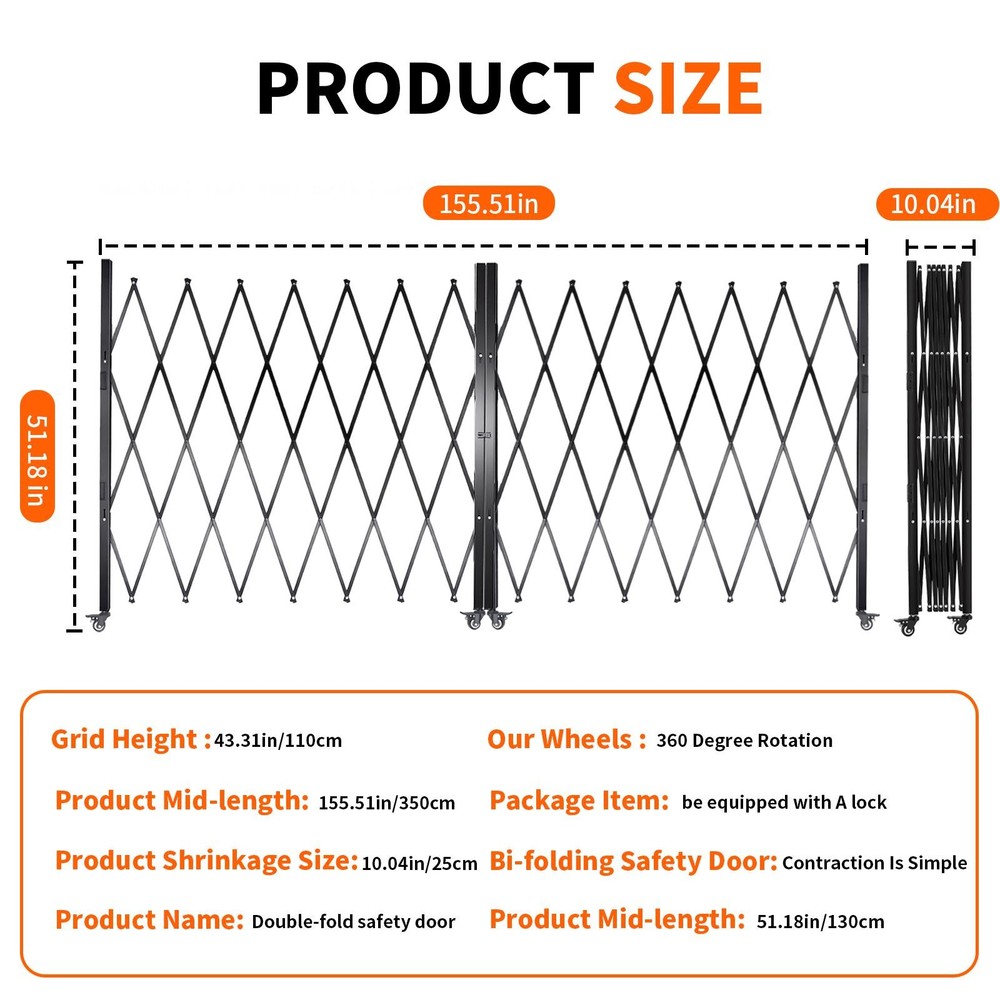 Double Folding Security Gate for Entry Security, Garage, Warehouse & Pool