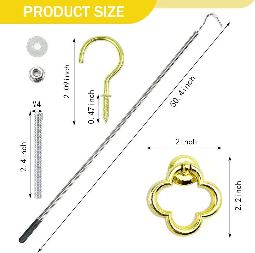Attic Pull Down Hook System Kit, Heavy Duty Ladder Door Stairs Puller Rod Pol...